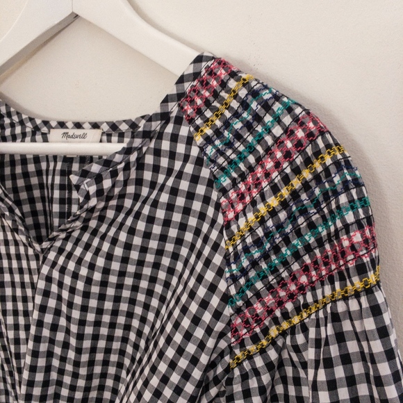 Madewell Gingham tassel tie top black white xsmall - Picture 5 of 8
